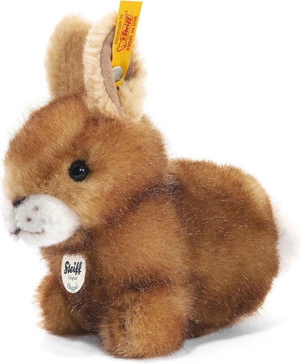 Coelho de pelúcia Steiff Hoppel com pelagem macia - Brinquedo de pelúcia premium ou presente para crianças a partir de 3 anos, marrom