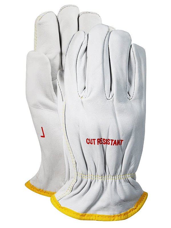 Luva de motorista de couro de carneiro DuraFit MAGID 1243DENKV com forro de Kevlar 100%, trabalho, média, pérola/branco (uma dúzia)