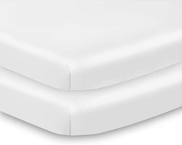 Lençol ajustável e capa à prova d'água BreathableBaby All-in-One, para colchão de berço mini de 38 x 24/97 x 61 cm, branco (pacote com 2)