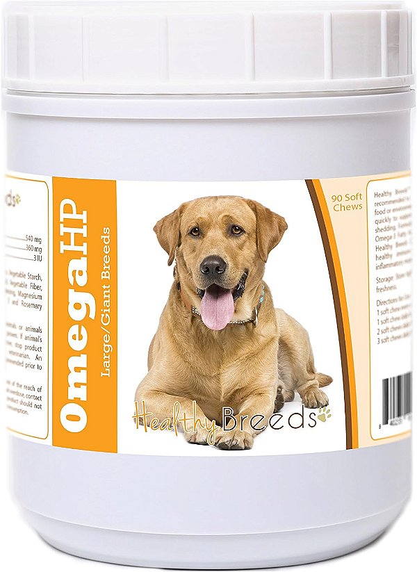 Healthy Breeds Labrador Retriever Omega HP Ácidos Graxos Suaves de Suporte para a Pele e Pelagem com 90 Comprimidos