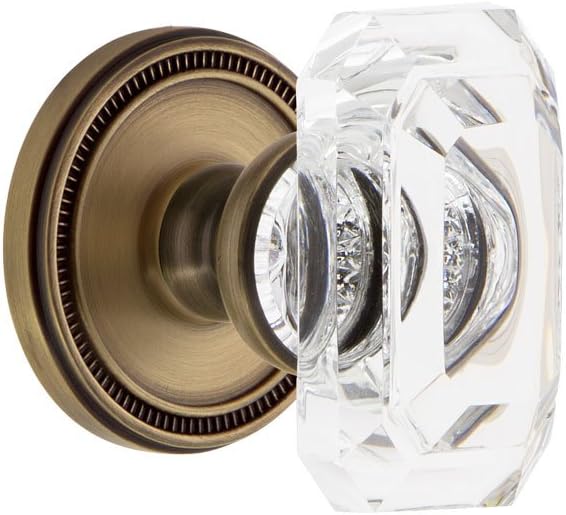 Rosácea Grandeur 828152 Soleil falsa com maçaneta de cristal em formato de baguete em latão vintage