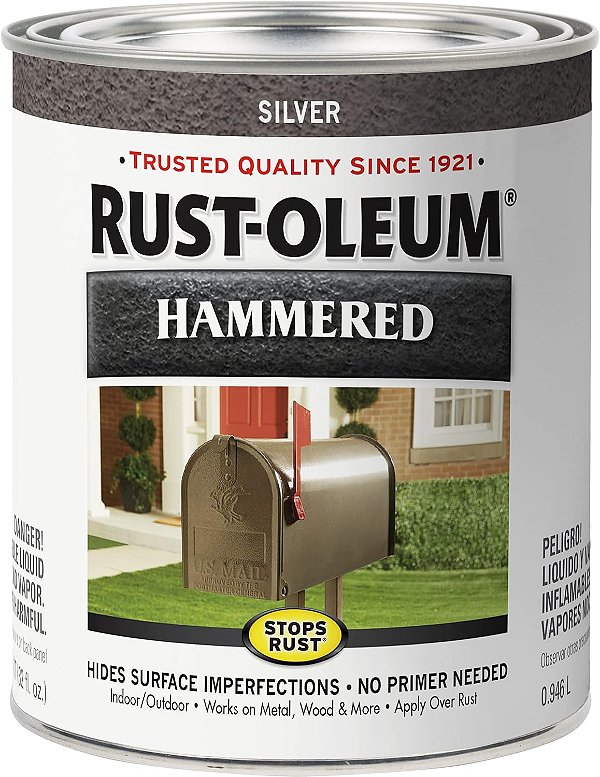 Rust-Oleum 7213502 Para de Pintura com Acabamento Martelado, Quarto, Prata, 32 Fl Oz (Pacote de 1)