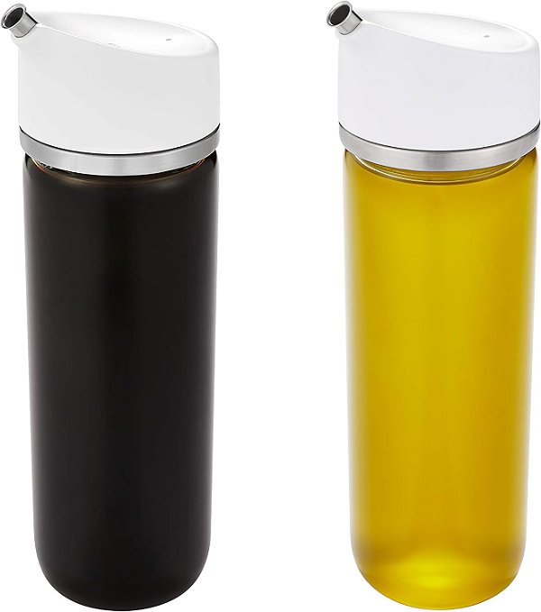 Conjunto de dispensador de vidro OXO Good Grips Precision Pour, 2 peças de conjunto de óleo e vinagre, transparente, branco
