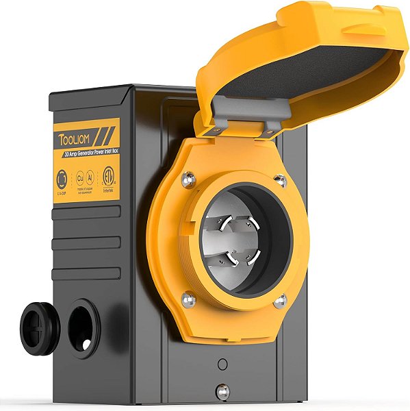 Caixa de Entrada de Energia para Gerador de 30 Amp Tooliom, 4 Pinos NEMA L14-30P, 125/250 Volts para Geradores de até 7500 Watts, Caixa de Entrada de Energia para Gerador à Prova
