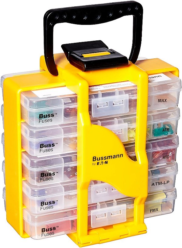 Porta-fusíveis automotivos Bussmann FUSE-CADDY1 - 5 porta-fusíveis, 275 fusíveis - ATM, ATM-LP, ATC, MAX, FMX, 1 pacote