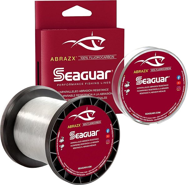 Linha de pesca de fluorocarbono Seaguar AbrazX 100% para docas, pedras, ervas daninhas e troncos
