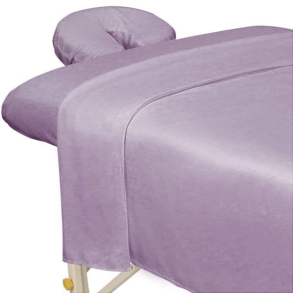 Conjunto de 3 peças de lençóis de massagem de microfibra premium ForPro, lavanda, ultra leve, resistente a manchas e rugas, inclui lençol de massagem plano, lençol de massagem ajustado e capa