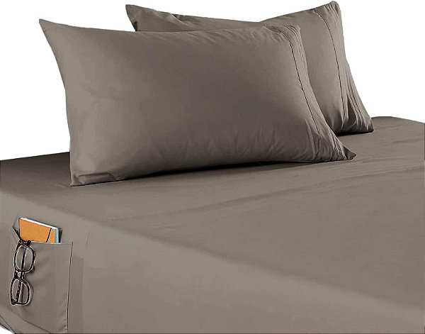 Conjunto de lençóis elegantes e confortáveis de 4 peças - Lençol de elástico com bolsos laterais de armazenamento - Macio e sedoso, 1500 fios de microfibra de qualidade egípcia, resistente