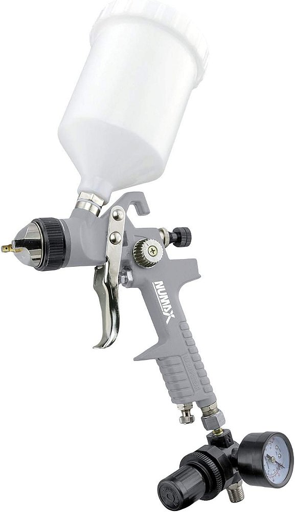Pistola de Pulverização NuMax SPS14 Pneumática HVLP de Alimentação por Gravidade com Bico de 1,4mm e Copo de Plástico de 600cc