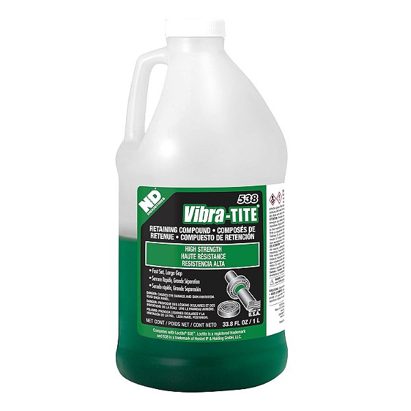 Composto de retenção anaeróbica de alta resistência Vibra-TITE 538 Verde, Garrafa de 1 Litro.