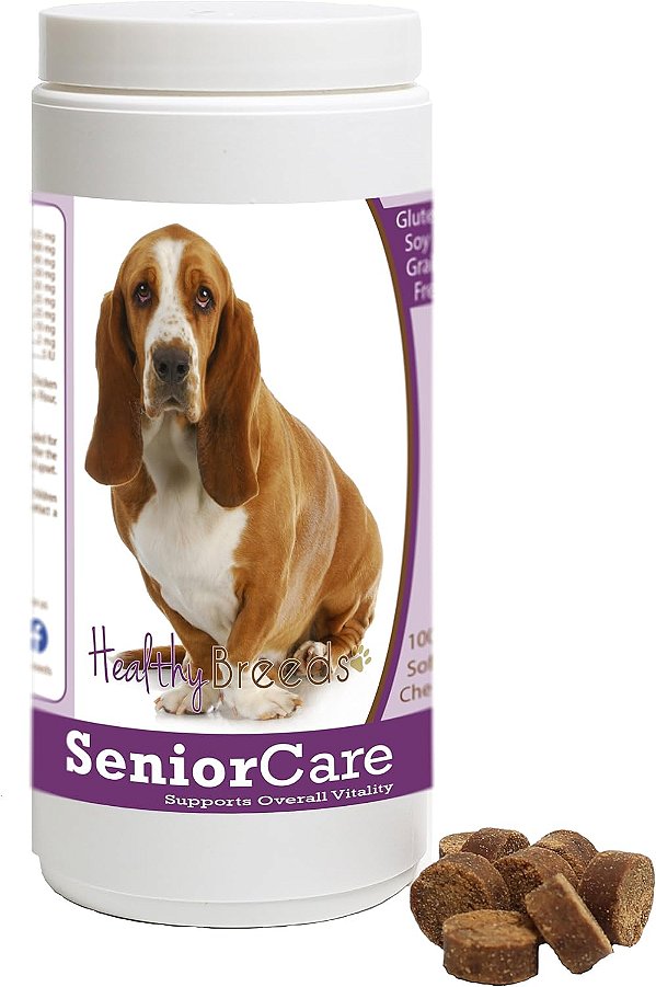 Suplemento para Cuidados de Cães Idosos da Raça Basset Hound da Healthy Breeds - 100 Unidades de Biscoitos Macios