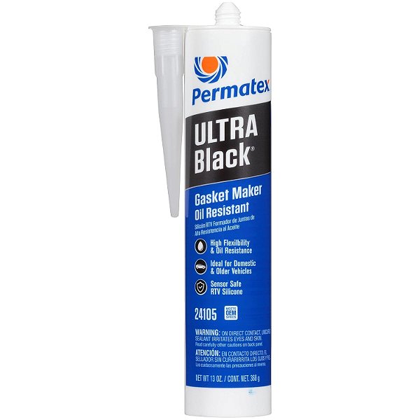 Permatex 24105 Ultra Black Máxima Resistência a Óleo RTV Silicone Gasket Maker, Seguro para Sensores e Não Corrosivo, para Aplicações de Alta Flexibilidade e Resistência a Óleo 13 oz