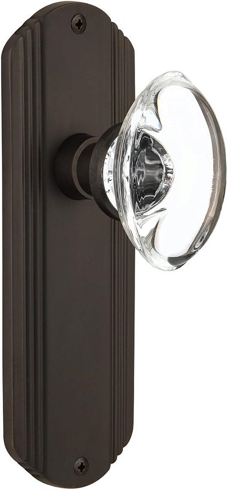 Placa Nostálgica da Warehouse com Puxador Oval de Vidro Transparente, Passagem - 2.75, Bronze Envelhecido