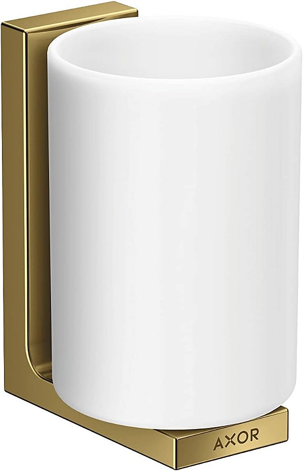 Porta-escova de dentes retangular universal AXOR em ótica polida dourada, 42604990.