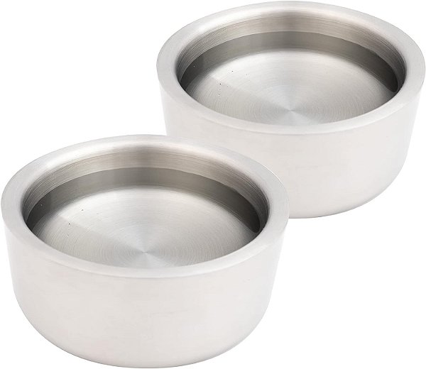 Tigelas de aço inoxidável de parede dupla para comida e água para animais de estimação e todas as raças de cães (pacote com 2) | Tigela de água para cães ao ar livre para água fria