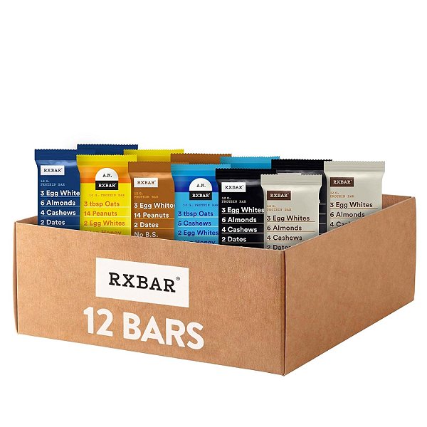 Barras de Proteína RXBAR, Lanches de Proteína, Barras de Lanche, Pacote Variado (12 Barras)