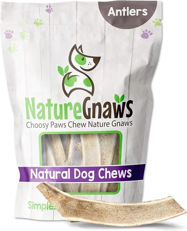 Nature Gnaws Chifres - Alce e Veado para Cães - Mastigadores Agressivos de Longa Duração - Mastigáveis Naturais Premium - Mistura de Partidos e Inteiros.