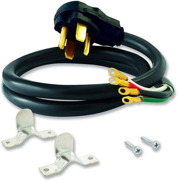 Cabo de secadora elétrica de 5 pés Eastman, 40 Amps, fio de 4 pinos, 61272, preto