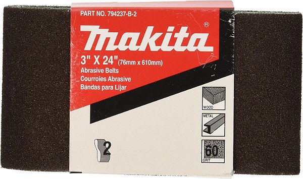 Correia de lixa abrasiva Makita 742312-8A 3 por 24 polegadas, grão 40, pacote com 10 unidades