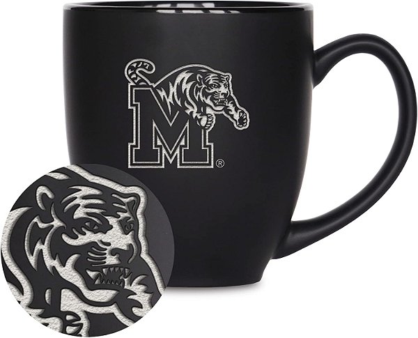 Caneca Bistrô Fosca de 15oz da Rico Industries NCAA  - Para Bebidas Quentes ou Frias - Logo da Equipe Gravado Para Sensação Única