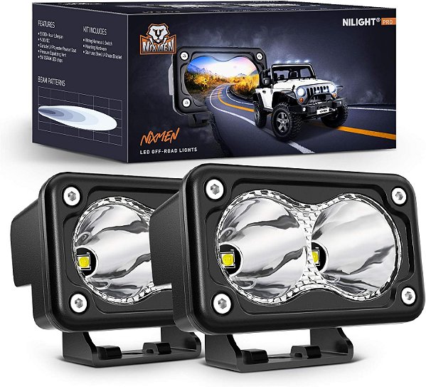 Luzes de LED para motocicleta Nilight 2PCS 3 Polegadas 1300LM com EMC Integrado Luz de Condução Super Spotlight Luz de Neblina Offroad Luz Auxiliar para Motocicleta SUV ATV Caminhão Barco Trator Emp