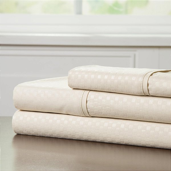 Conjunto de lençol em relevo Bedford Home 66A-97571, solteiro, champanhe