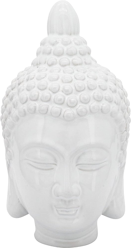 Cabeça de Buda em cerâmica de 10 Sagebrook Home, Branca