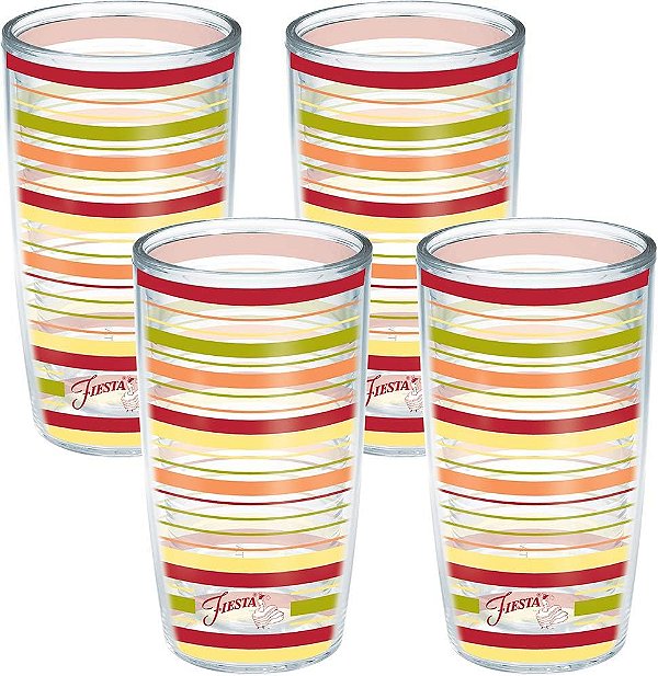 Copos isolados de parede dupla Tervis feitos nos EUA mantêm bebidas frias e quentes, 16oz - 4 unidades, listras ensolaradas.
