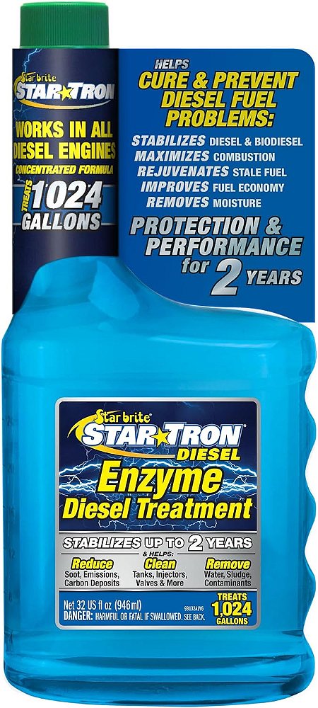Star Tron Super Concentrated Diesel Formula - Tratamento de combustível enzimático para desempenho aprimorado do motor - 1 onça trata 32 galões - Estabilize e rejuvenesça diesel, biodiesel e todos os tipos de gasolina regular.