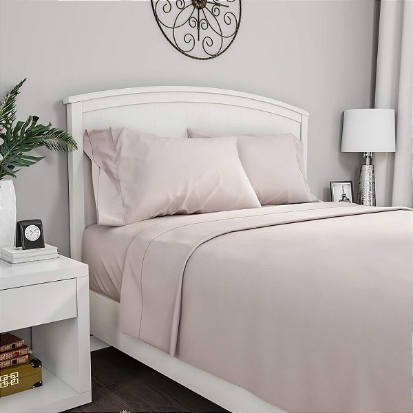 Série de Casa Bedford 1200 4 Peças Conjunto de Lençóis e Fronhas de Cama Queen, Branco