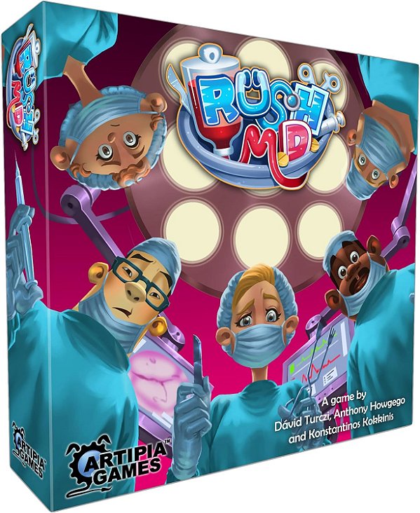 Artipia Games Artipiagames Rush M.D Jogo de Tabuleiro Cooperativo, Colocação de Trabalhadores, Estratégia, Destreza, Idade 14+, 1-4 Jogadores, 30-45 Minutos.