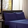 Lençóis Macios e com Proteção Antirrugas de Design Inteligente, com Bolso de 12, Modernos, para Todas as Estações, Confortáveis, Conjunto de Roupa de Cama em Microfibra Azul Marinho, com F