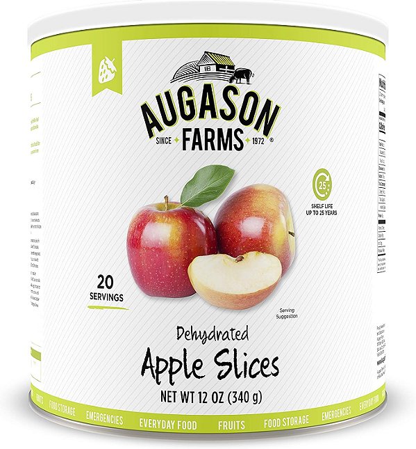 Fatias de Maçã Desidratadas Augason Farms Certificadas Livres de Glúten Armazenamento de Alimentos de Longo Prazo Grande Lata Nº 10