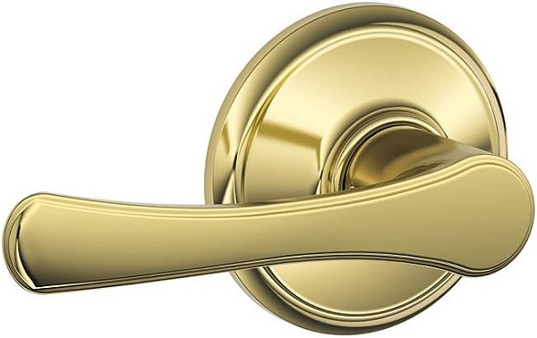 Trava de alavanca Schlage F10 VLA 605 16-080 10-027 134 N N SL Avila para Hall e Closet, Latão Brilhante