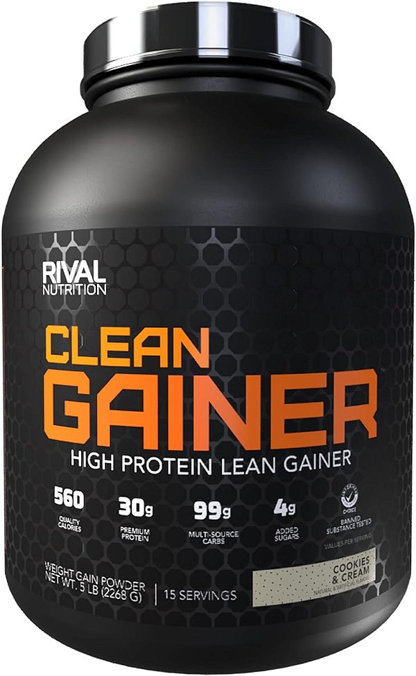 Rivalus Clean Gainer - Cookies & Cream, 5lbs - Traduzido para o português brasileiro: Rivalus Clean Gainer - Cookies & Cream, 5lbs