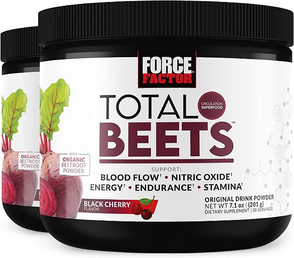 Superalimento de Raíz de Beterraba FORCE FACTOR Total Beets, Pack com 2 Unidades, Nitratos para Apoiar a Circulação, Fluxo Sanguíneo, Óxido Nítrico, Energia, Resistência, Resistência