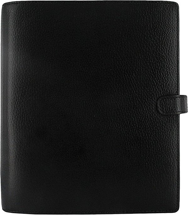 Organizador Filofax Finsbury, Tamanho A5, Preto - Couro Tradicional Texturizado, Seis Argolas, Agenda Semanal, Diário, Multilíngue, 2024 (C025368-24)