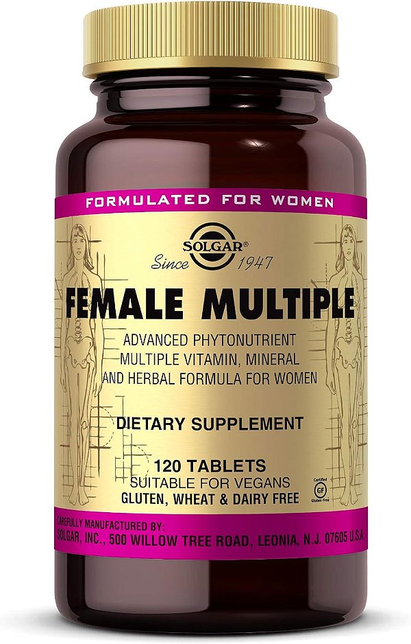 Solgar Femina Múltiplo, 120 Comprimidos - Fórmula Multivitamínica, Mineral e Herbal para Mulheres - Fitonutriente Avançado - Vegano, Livre de Glúten, Livre de Latic