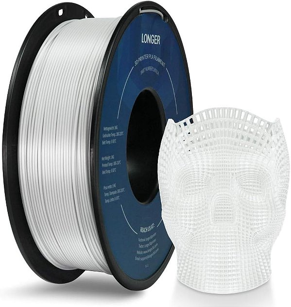 Filamento PLA mais longo 1,75 mm, Filamento PLA para impressora 3D, Precisão dimensional +/- 0,02 mm, Bobina de papelão de 1 kg (2,2 libras), Compatível com a maioria das impressoras F