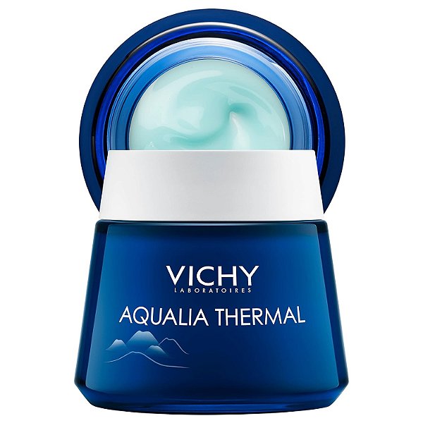 Creme Noturno e Máscara Facial de Spa Vichy Aqualia Thermal com Ácido Hialurônico, Hidratante para Rosto e Pescoço, Creme Noturno Hidratante Anti-Rugas, Leve Fragrância,