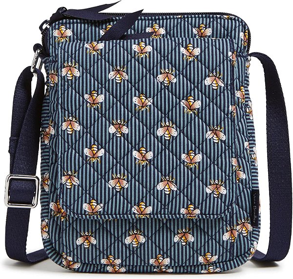 Bolsa transversal de algodão mini hipster com proteção RFID para mulheres