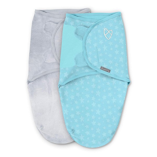 SwaddleMe by Ingenuity Original Swaddle, Tamanho Pequeno/Médio, Para Idades de 0-3 Meses, 3-6Kg, Até 66cm de Comprimento, Pacote com 2 Enrolamentos de Cobertor de