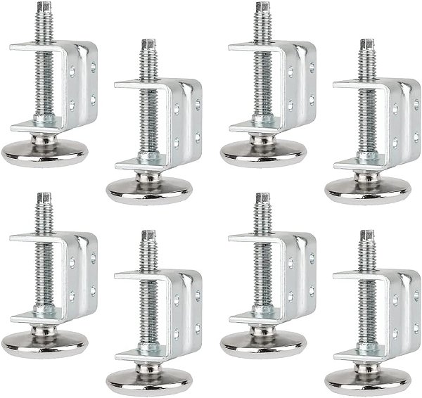Pés niveladores POWERTEC 71151-P2, suporte em U ajustável com almofadas niveladoras sem marcação, niveladores de perna para móveis pesados, para armários, mesas, bancadas, móveis, conjunto de 8.