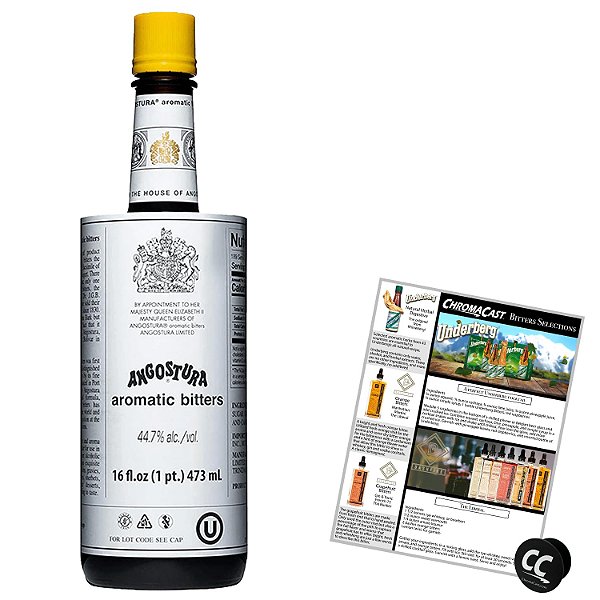Angostura Bitter Aromático Frasco de 16oz com Apoio para Celular e Receita de Seleção de Bitters