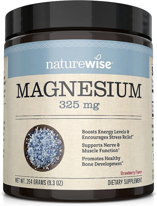 Pó de Magnésio NatureWise para Suporte Nervoso e Energético com Citrato de Magnésio (Suprimento de 2+ Meses), 264 Gramas