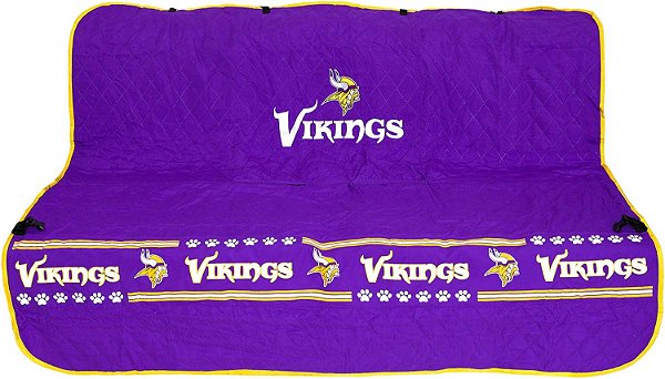 Capa de Assento para Carro da NFL - MINNESOTA VIKINGS Impermeável, Antiderrapante MELHOR Capa de Assento Licenciada para Cães e Gatos de Futebol.
