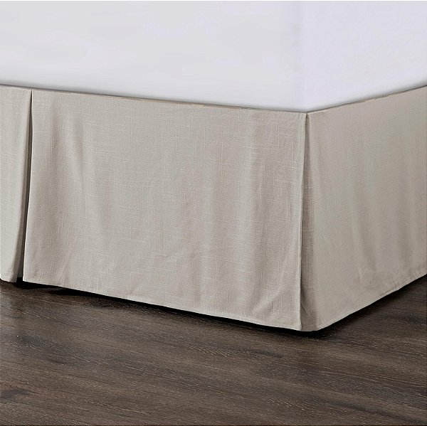 Saiote de cama de linho sob medida HiEnd Accents Hera, tamanho Super Queen, cor sólida de tan claro, estilo luxuoso de cama romântica shabby chic tradicional costeira.