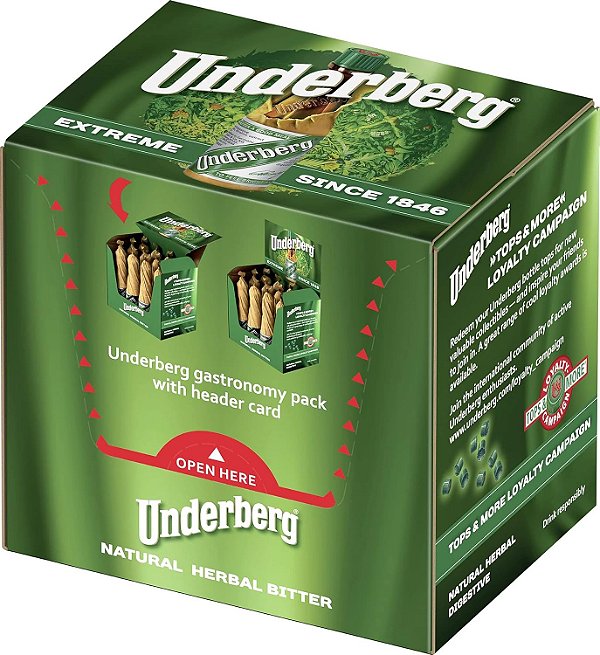Embalagem com 12 garrafas de Underberg