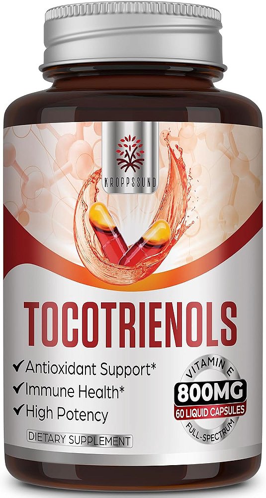 Suplemento de Tocotrienol de amplo espectro, Tecnologia de Fusão de Ponta, Vitamina E-Tocotrienol de 800mg, Poderoso Antioxidante, Cardiovascular, Maior Taxa de Absorção - 60 Cá