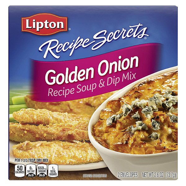 Lipton Recipe Secrets Mistura de Sopa e Dip Para uma Refeição Deliciosa Cebola Dourada Ótima com suas Receitas Favoritas, Dip ou Mistura de Sopa 2,6 oz, Pacote com 12